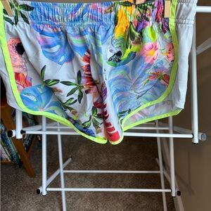 Nike Green and Blue Athletic Shorts with Elastic Waistband